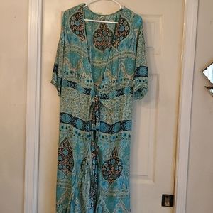 Amazing Spell blue long sleeve wrap dress